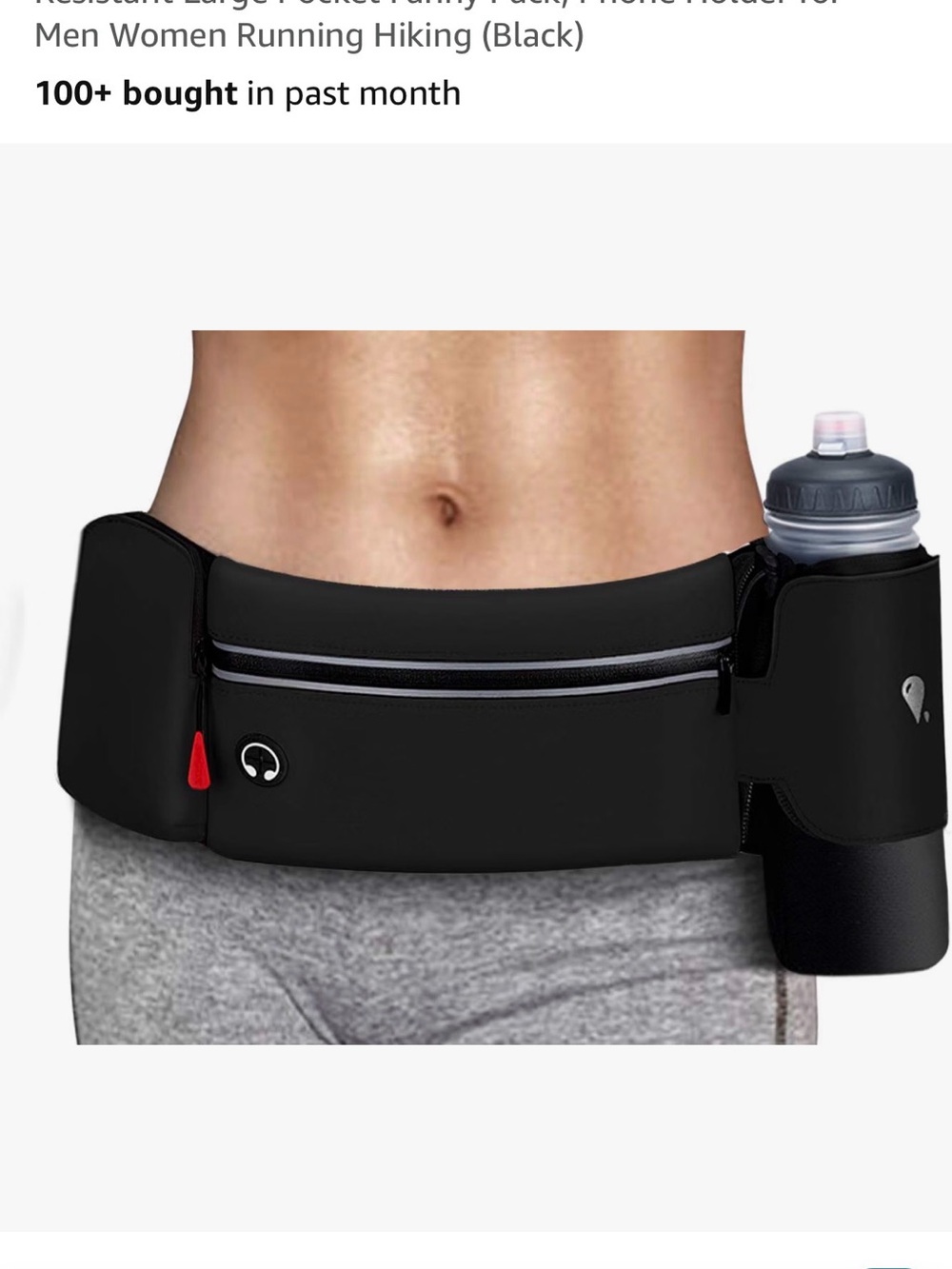 Black Running Waist Pack with Bottle Holder - Unbranded